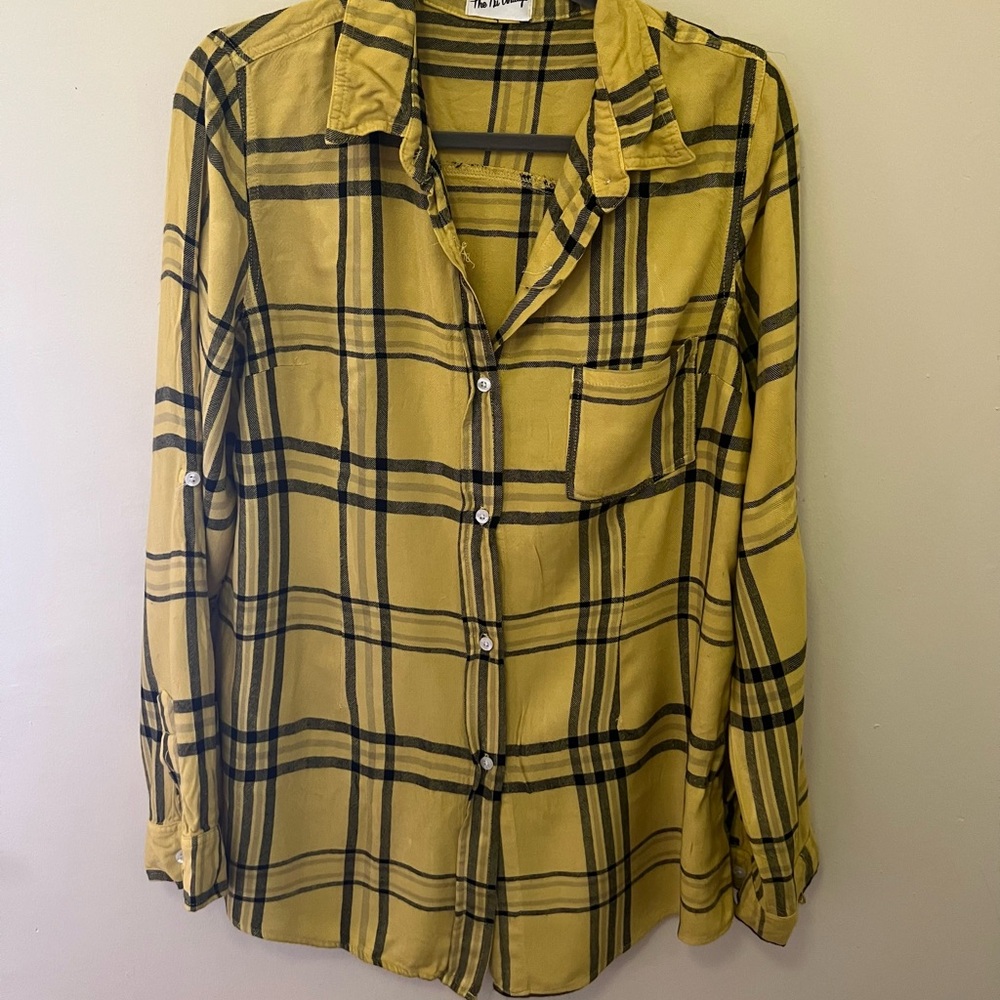 Yellow Plaid Button-Up Shirt